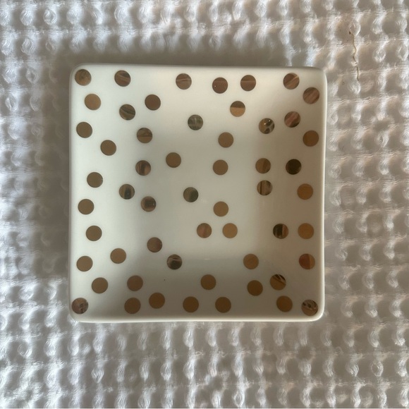 kate spade Other - White and Gold Polka Dot Trinket Dish